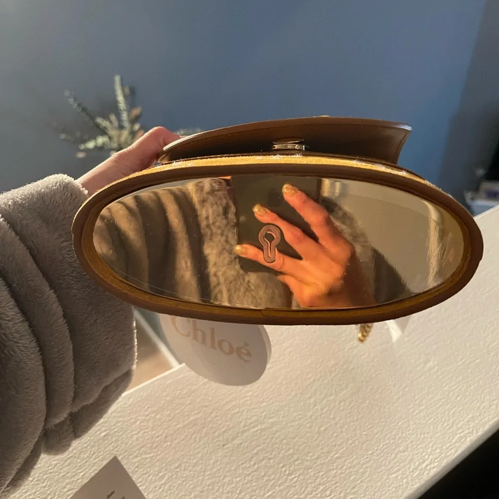 CHLOÉ Aby Lock Small Lizard-effect Leather-trimmed Embroidered Suede Bag - Picture 15 of 16